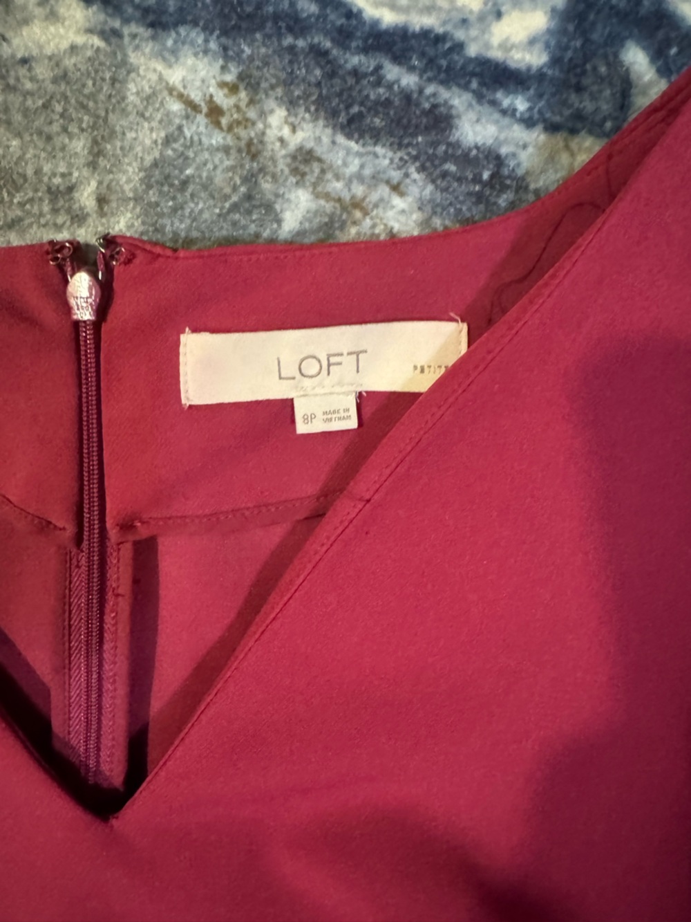 LOFT Raspberry Sleeveless V-Neck Ruffle-Hem Mini Dress - Picture 3 of 3